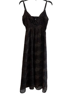Royal Love Women's/Juniors Brown/Black Leopard Print V-Neck Maxi Dress Size S
